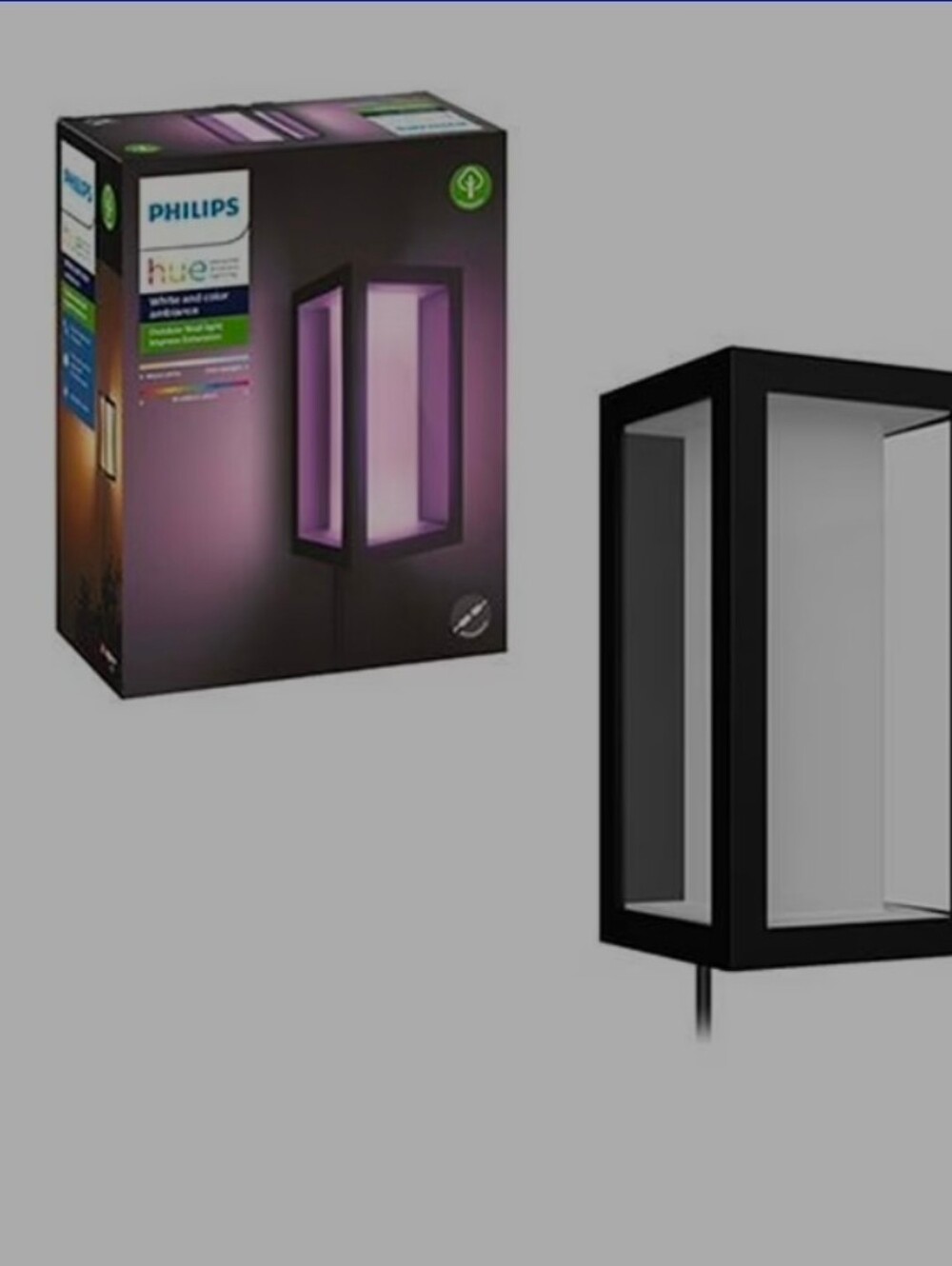 Philips Black Outdoor Hue Wall Lantern with Purple Lighting